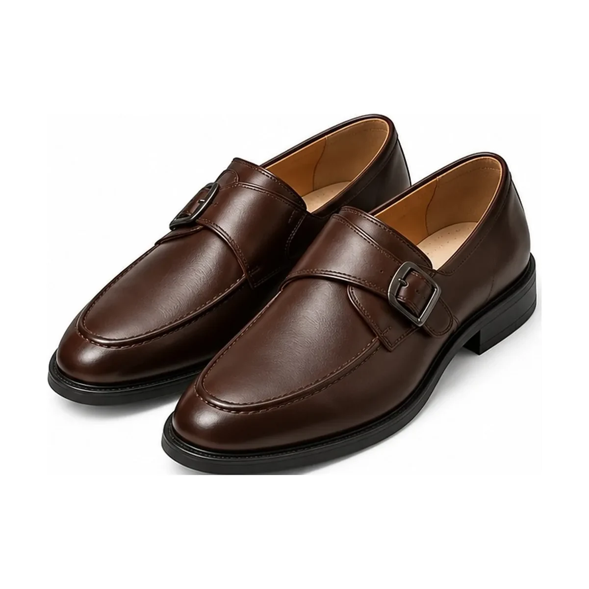 Giày Monk Strap một khóa da bò Nâu sẫm